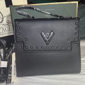 Valentino Orlandi Black Studded Crossbody Bag